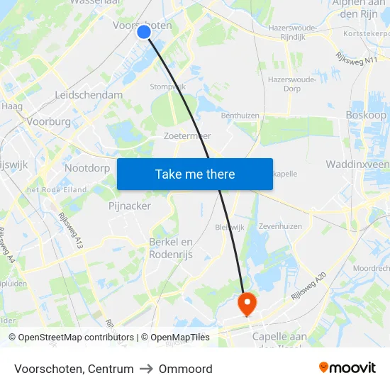 Voorschoten, Centrum to Ommoord map