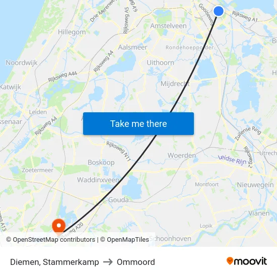 Diemen, Stammerkamp to Ommoord map
