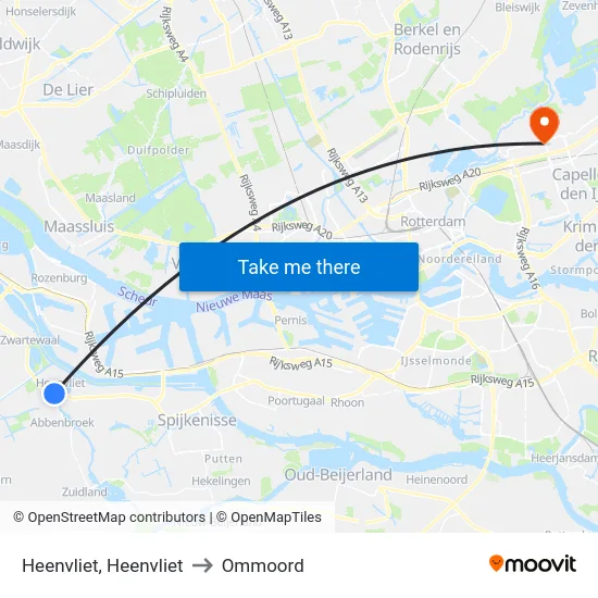 Heenvliet, Heenvliet to Ommoord map