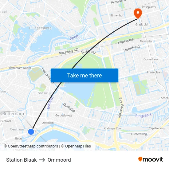 Station Blaak to Ommoord map