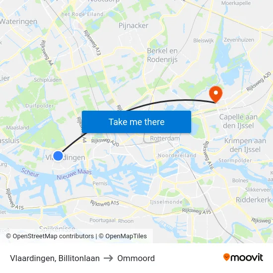 Vlaardingen, Billitonlaan to Ommoord map