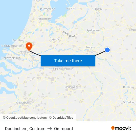 Doetinchem, Centrum to Ommoord map