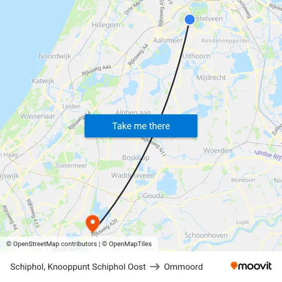 Schiphol, Knooppunt Schiphol Oost to Ommoord map