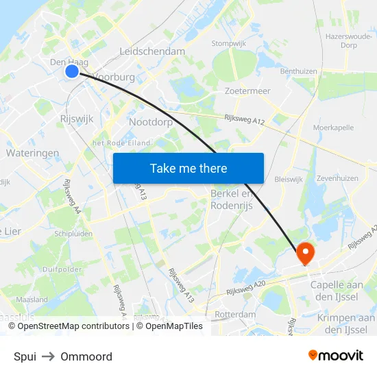 Spui to Ommoord map