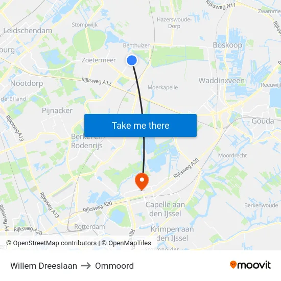 Willem Dreeslaan to Ommoord map