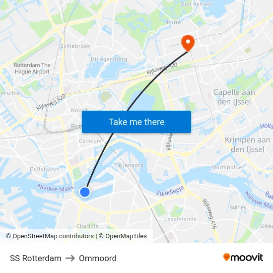 SS Rotterdam to Ommoord map