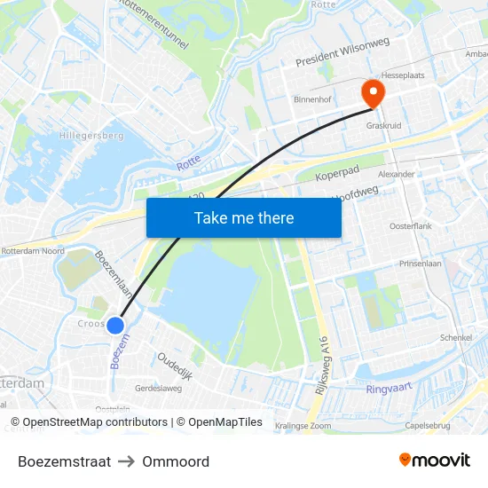Boezemstraat to Ommoord map
