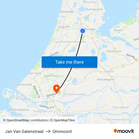 Jan Van Galenstraat to Ommoord map