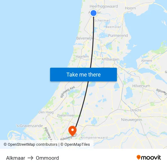 Alkmaar to Ommoord map