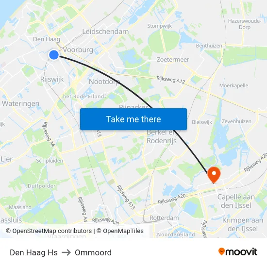 Den Haag Hs to Ommoord map