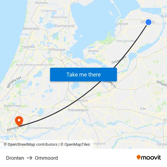 Dronten to Ommoord map
