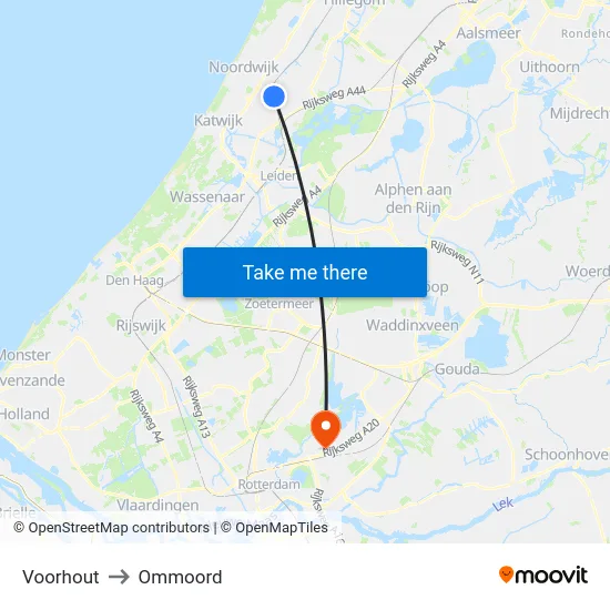 Voorhout to Ommoord map