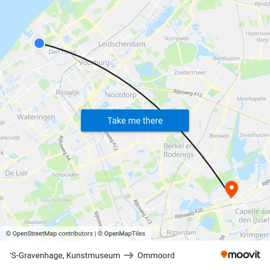'S-Gravenhage, Kunstmuseum to Ommoord map