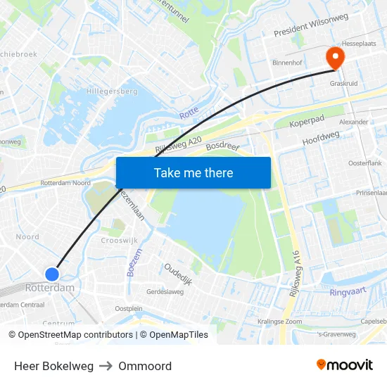 Heer Bokelweg to Ommoord map