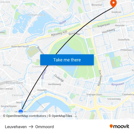 Leuvehaven to Ommoord map