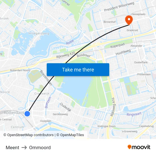 Meent to Ommoord map