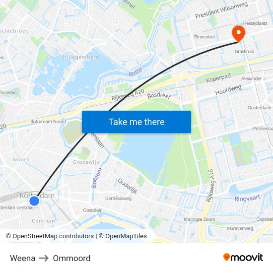 Weena to Ommoord map
