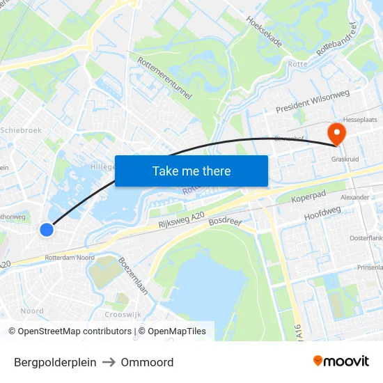 Bergpolderplein to Ommoord map