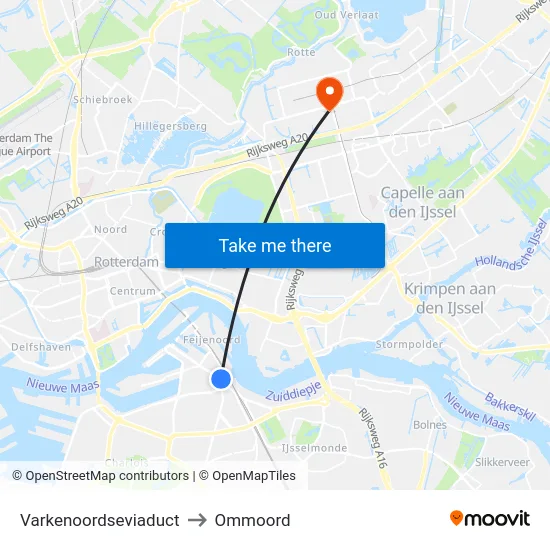 Varkenoordseviaduct to Ommoord map