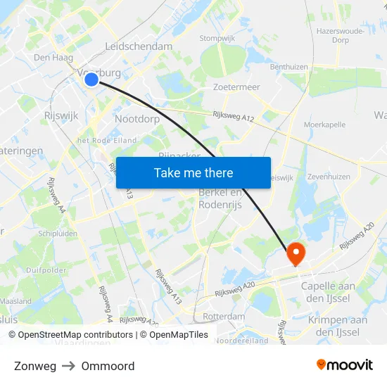 Zonweg to Ommoord map