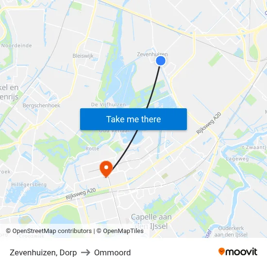 Zevenhuizen, Dorp to Ommoord map