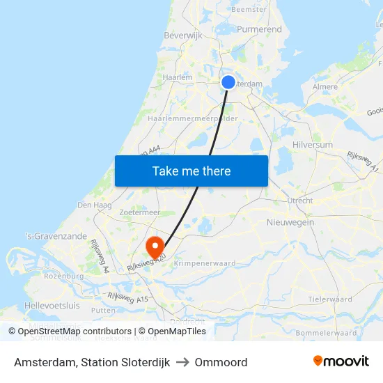Amsterdam, Station Sloterdijk to Ommoord map