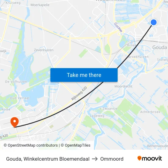 Gouda, Winkelcentrum Bloemendaal to Ommoord map