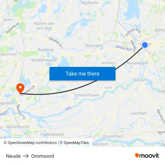 Neude to Ommoord map