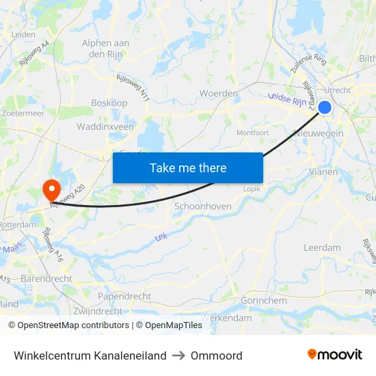 Winkelcentrum Kanaleneiland to Ommoord map