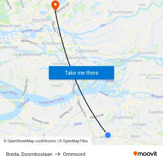 Breda, Doornboslaan to Ommoord map