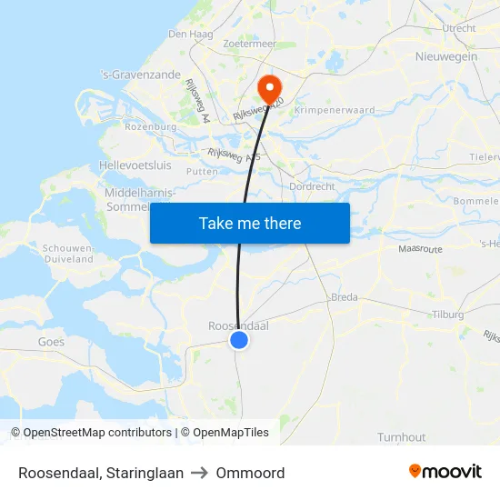 Roosendaal, Staringlaan to Ommoord map