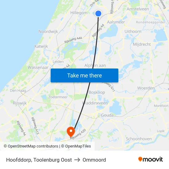 Hoofddorp, Toolenburg Oost to Ommoord map