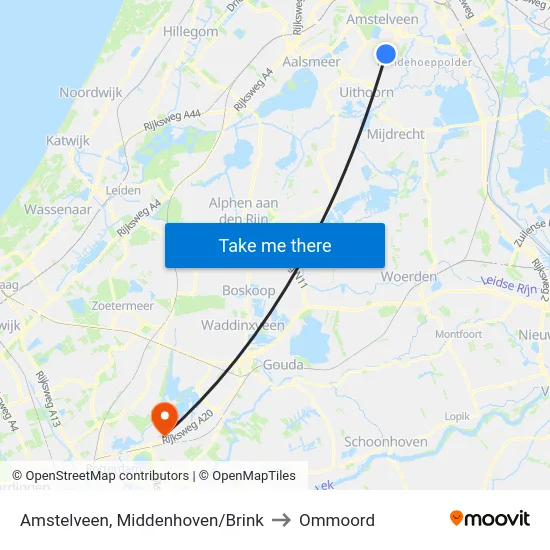 Amstelveen, Middenhoven/Brink to Ommoord map