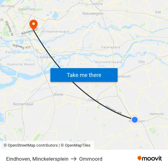 Eindhoven, Minckelersplein to Ommoord map