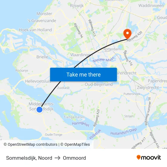 Sommelsdijk, Noord to Ommoord map