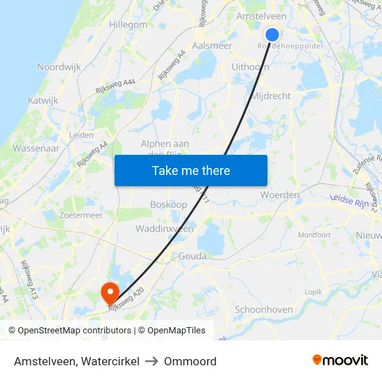 Amstelveen, Watercirkel to Ommoord map