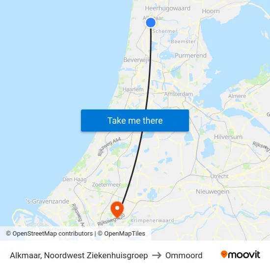 Alkmaar, Noordwest Ziekenhuisgroep to Ommoord map