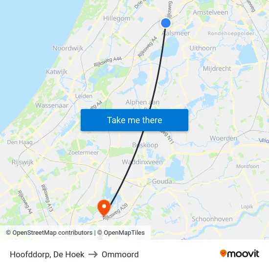 Hoofddorp, De Hoek to Ommoord map