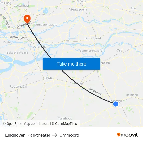 Eindhoven, Parktheater to Ommoord map