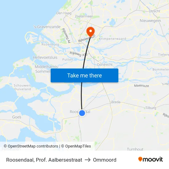 Roosendaal, Prof. Aalbersestraat to Ommoord map