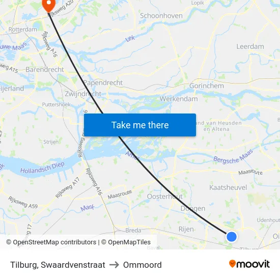 Tilburg, Swaardvenstraat to Ommoord map