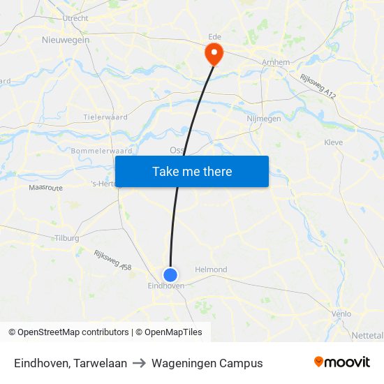 Eindhoven, Tarwelaan to Wageningen Campus map