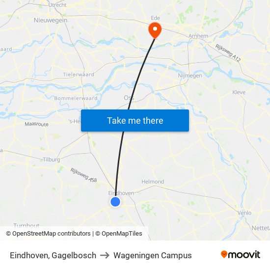 Eindhoven, Gagelbosch to Wageningen Campus map