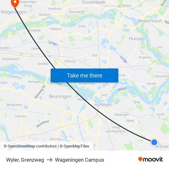 Wyler, Grenzweg to Wageningen Campus map