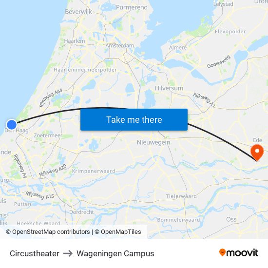 Circustheater to Wageningen Campus map