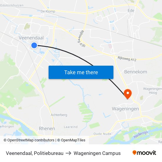 Veenendaal, Politiebureau to Wageningen Campus map