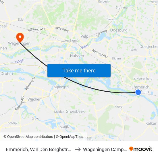 Emmerich, Van Den Berghstraße to Wageningen Campus map