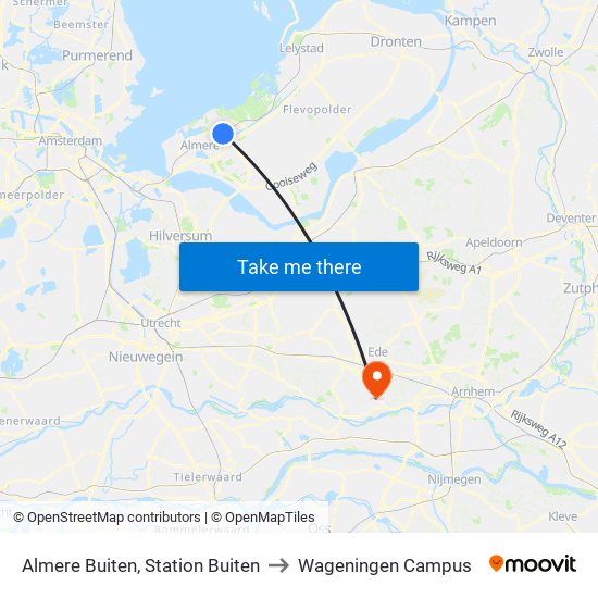 Almere Buiten, Station Buiten to Wageningen Campus map