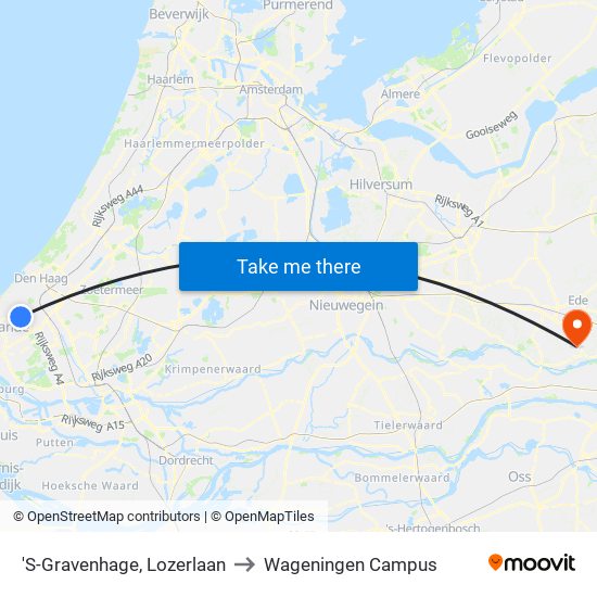 'S-Gravenhage, Lozerlaan to Wageningen Campus map