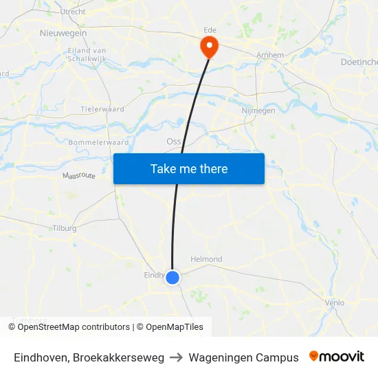 Eindhoven, Broekakkerseweg to Wageningen Campus map